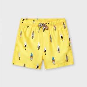Size 8 Boys Mayoral Bright Yellow Surfboard Swim Trunks